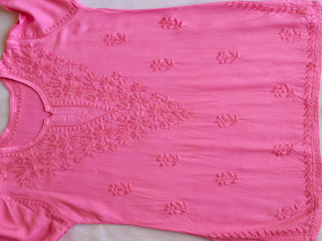 Aliyah Rose Pink Short Rayon Kurta