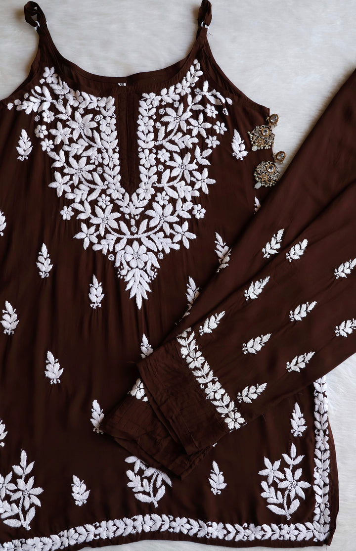 Mirha Chocolate Brown Sleeveless Modal Kurta Set