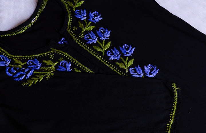 Gul-E-Jahaan Black & Purple Rayon Kurta Set