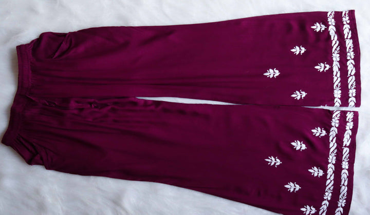 Raaha Deep Purple Sleeveless Rayon Kurta Pant set