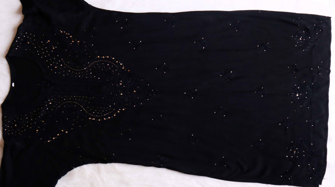Naida Black 2 piece Rayon Mukaish set