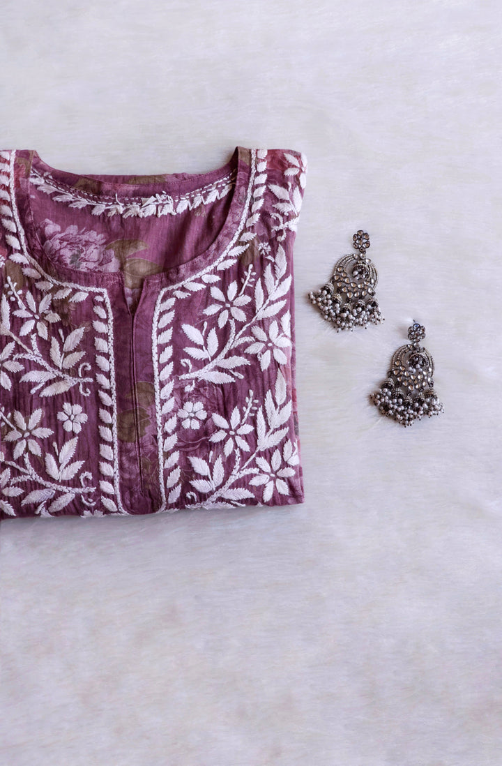Dahlia Dusty Purple Mulmul short top
