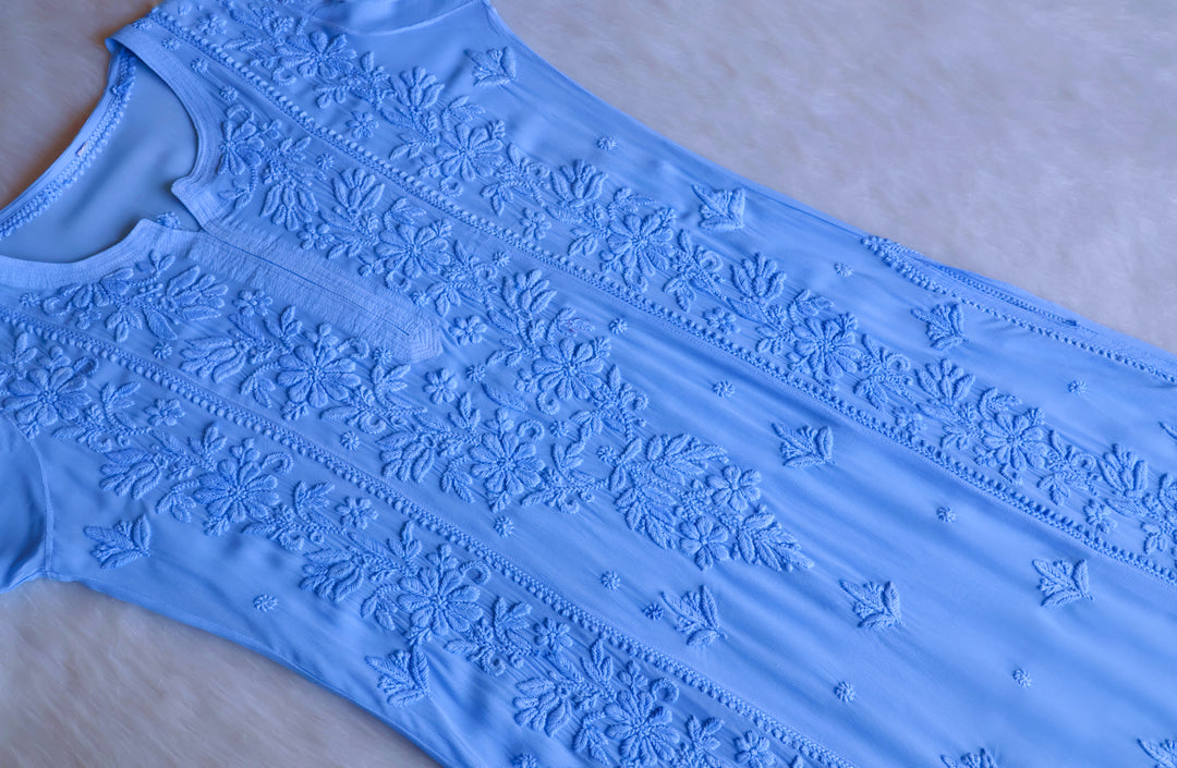 Mahnoor Ice Blue Viscose Georgette Kurta