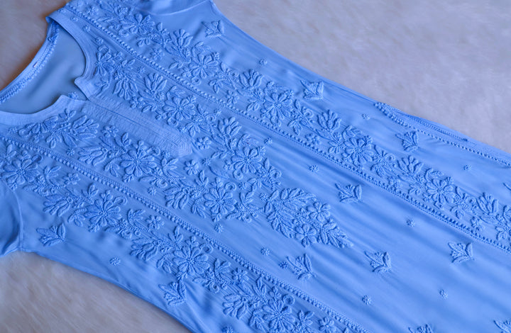 Mahnoor Ice Blue Viscose Georgette Kurta