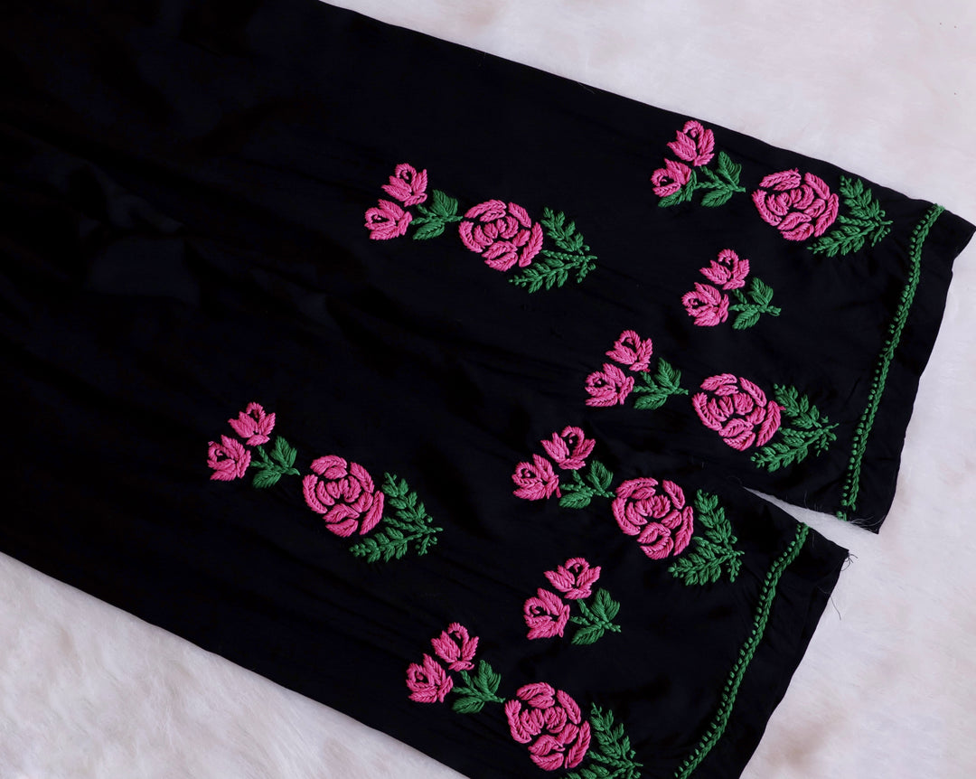 Gul-E-Jahaan Black & Baby Pink Rayon Kurta Set