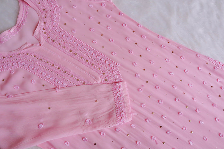 Mahaa Baby Pink Viscose Georgette Kurta