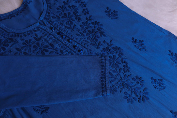 Aafia Royal Blue Long Cotton kurta