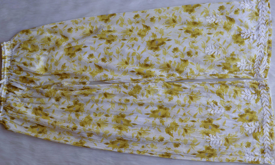 Abhira Olive Green Pure Mulmul set - Noor Chikankari