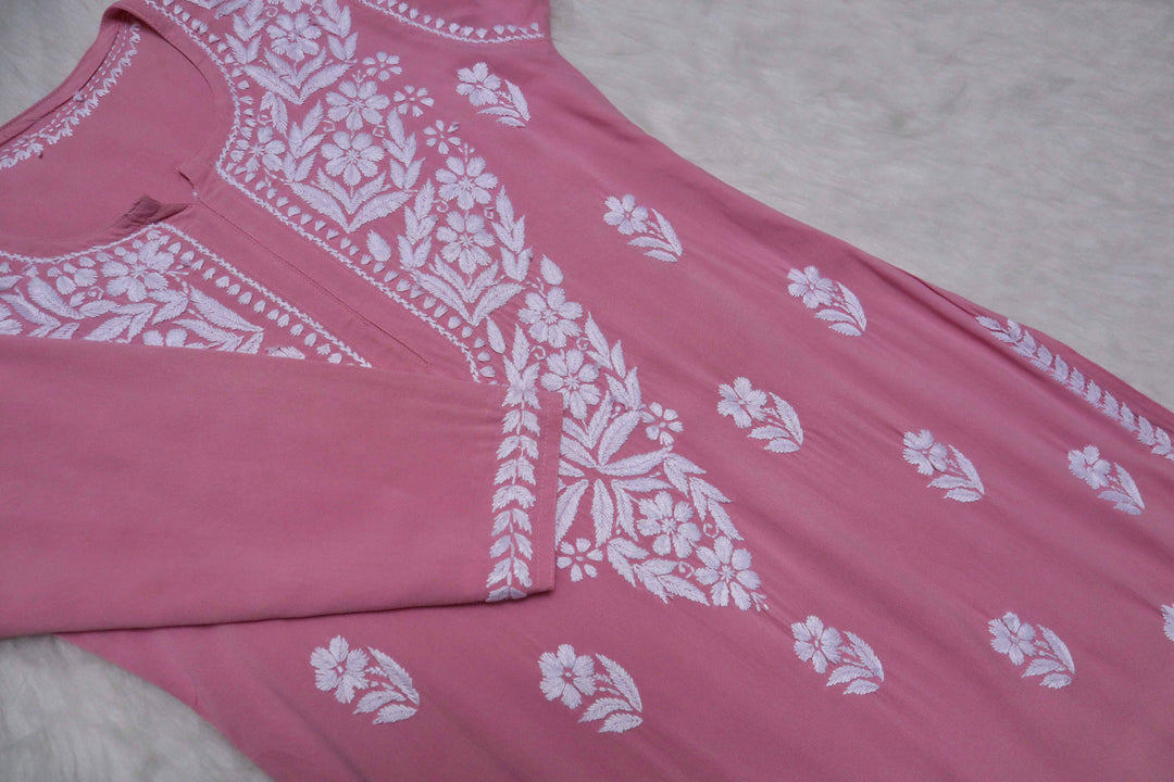 Noura Mauve Pink Rayon Kurta Pant set