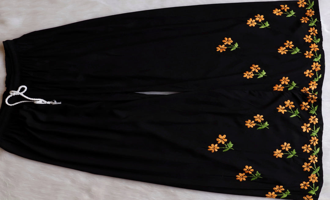 Sitara Black, Green & Yellow Rayon Kurta Set - Noor Chikankari