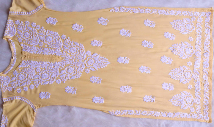 Benafsha Pastel Yellow Rayon Kurta Pant set