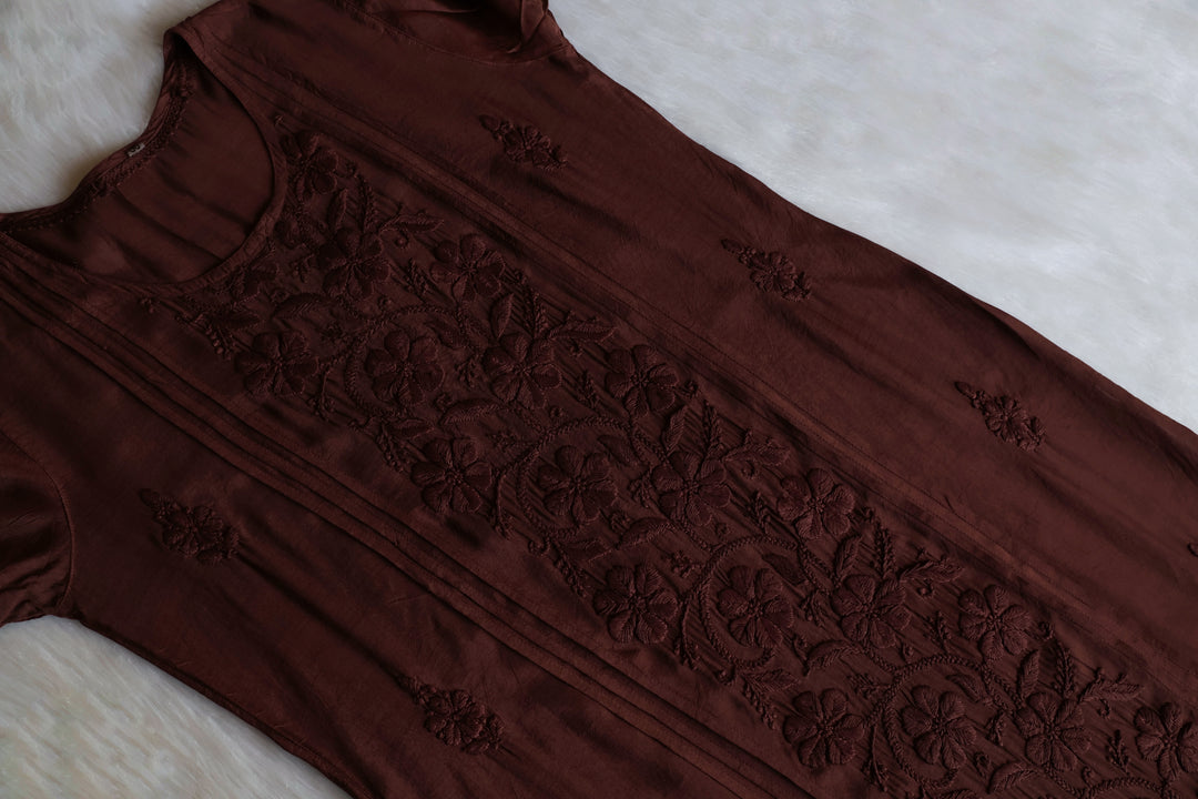 Mayra Chocolate Brown Pure Muslin Kurta