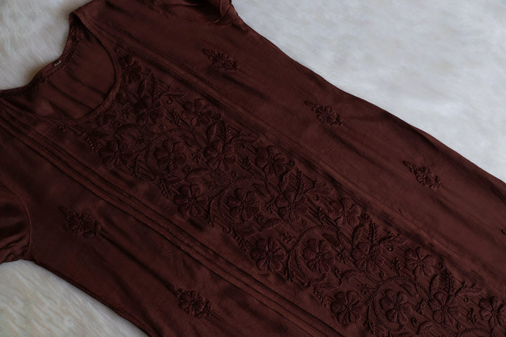 Mayra Chocolate Brown Pure Muslin Kurta