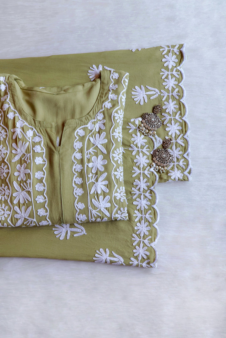 Mira Olive Green Rayon Kurta Pant set