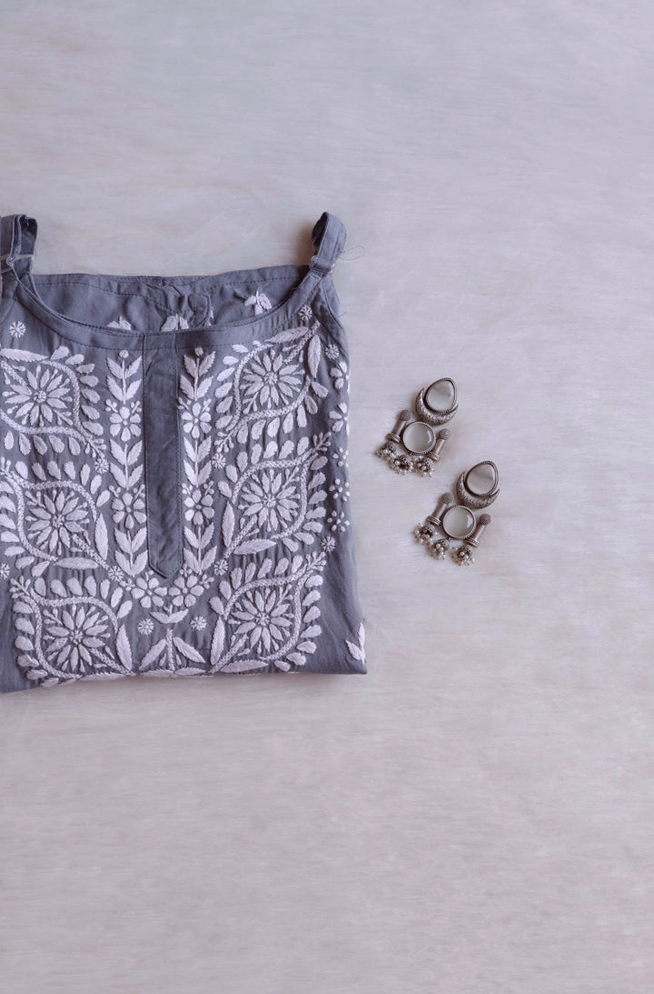 Mirha Grey Short Sleeveless Kurta
