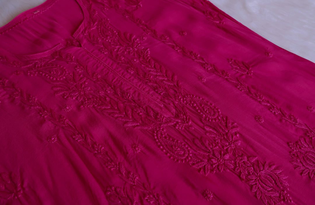Haania Deep Pink Pure Muslin  Kurta