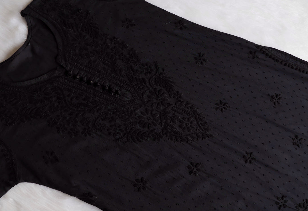 Nazakat Black 3 Piece Cotton Kurta set