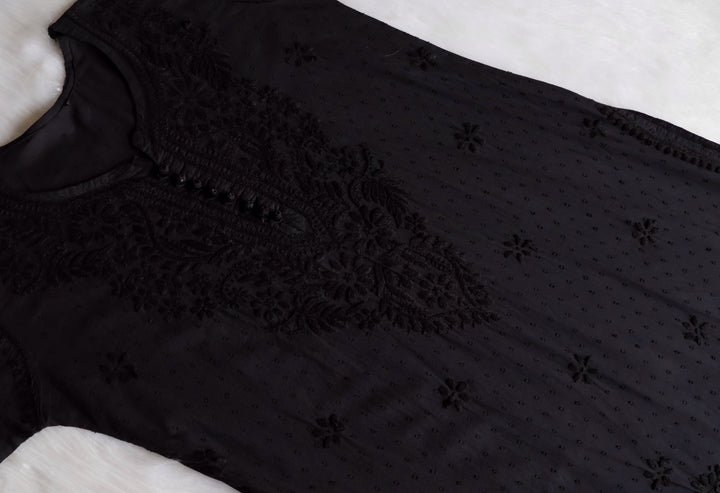 Nazakat Black 3 Piece Cotton Kurta set