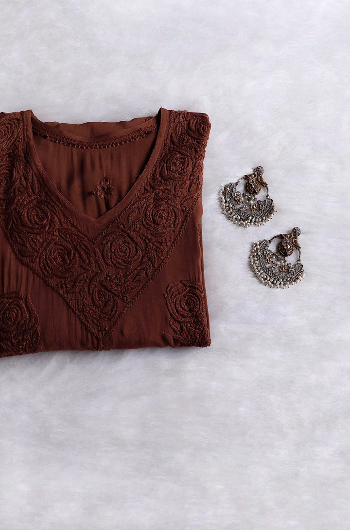 Gul Chocolate Brown Premium Modal Flared Anarkali