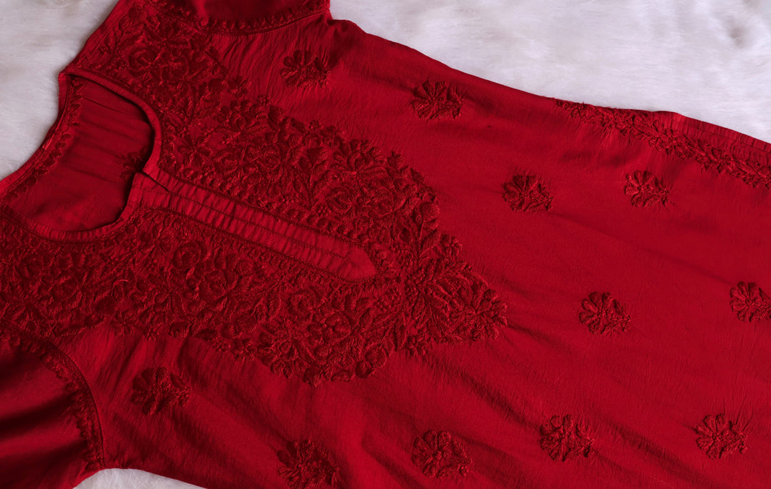 Meerab Red Pure Chanderi set