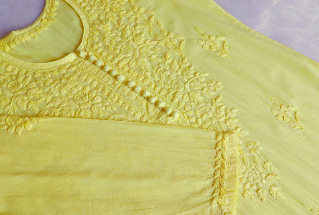 Aayat Lemon Yellow Cotton Kurta