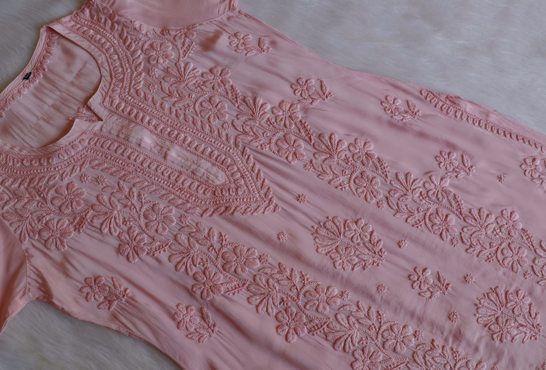 Haya Rose Beige Pure Crepe Kurta