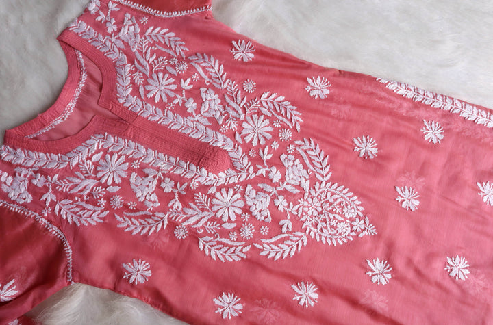 Elaya Mauve Pink & White Chanderi Kurta