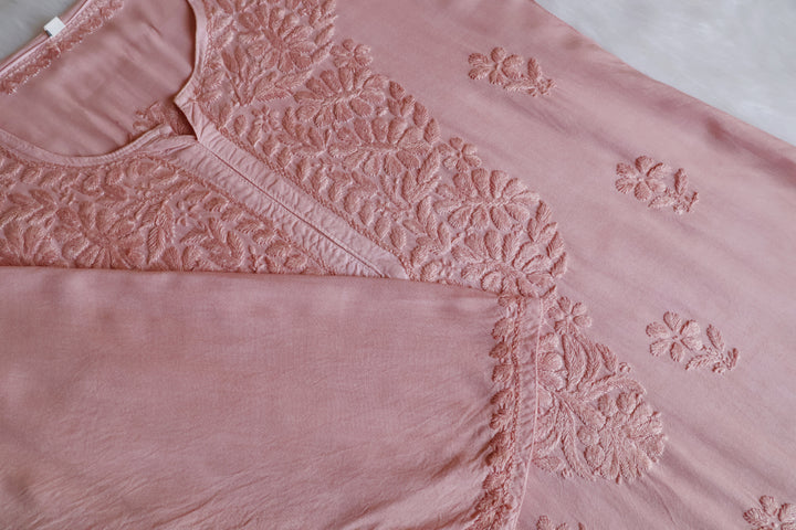 Amirah Rose Beige Long Rayon kurta