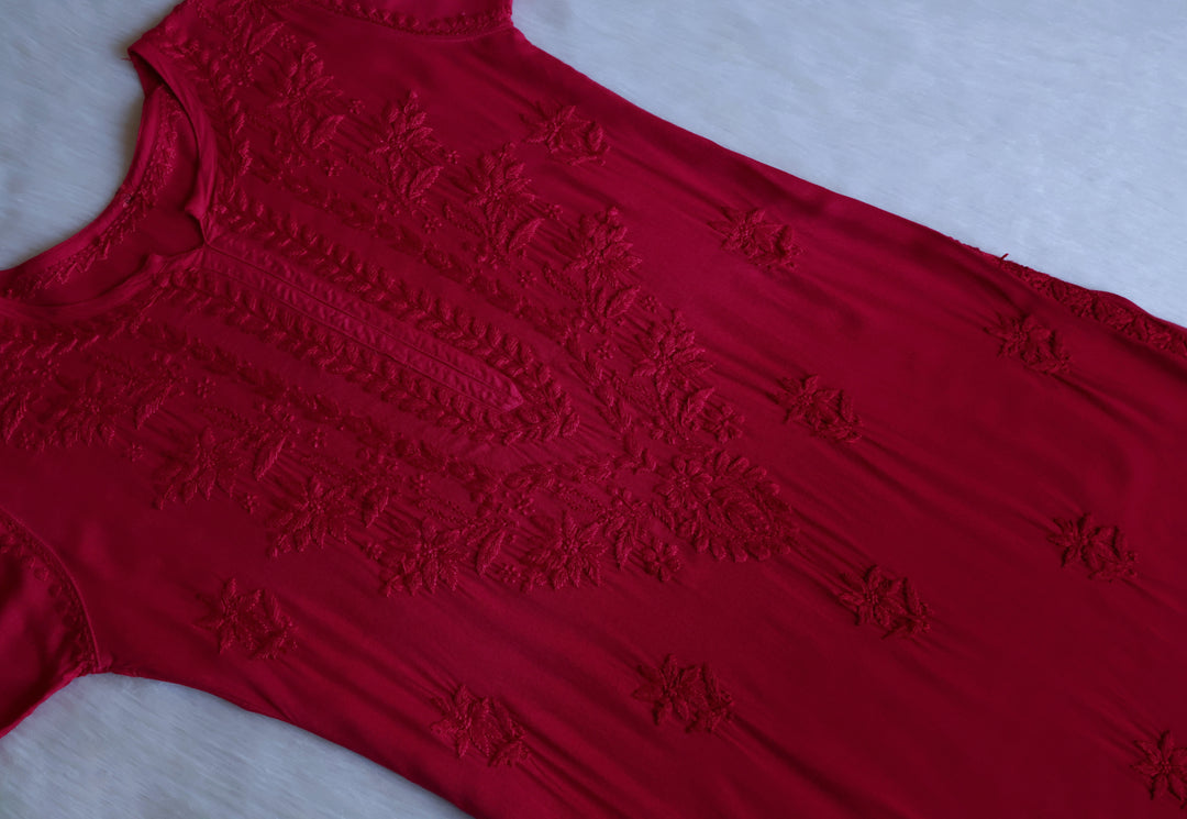 Alfiya Burgundy Long Ombre Rayon Kurta