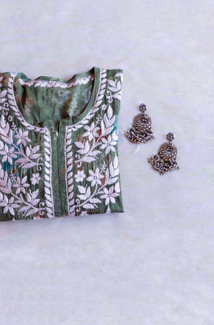 Dahlia Green Mulmul short top