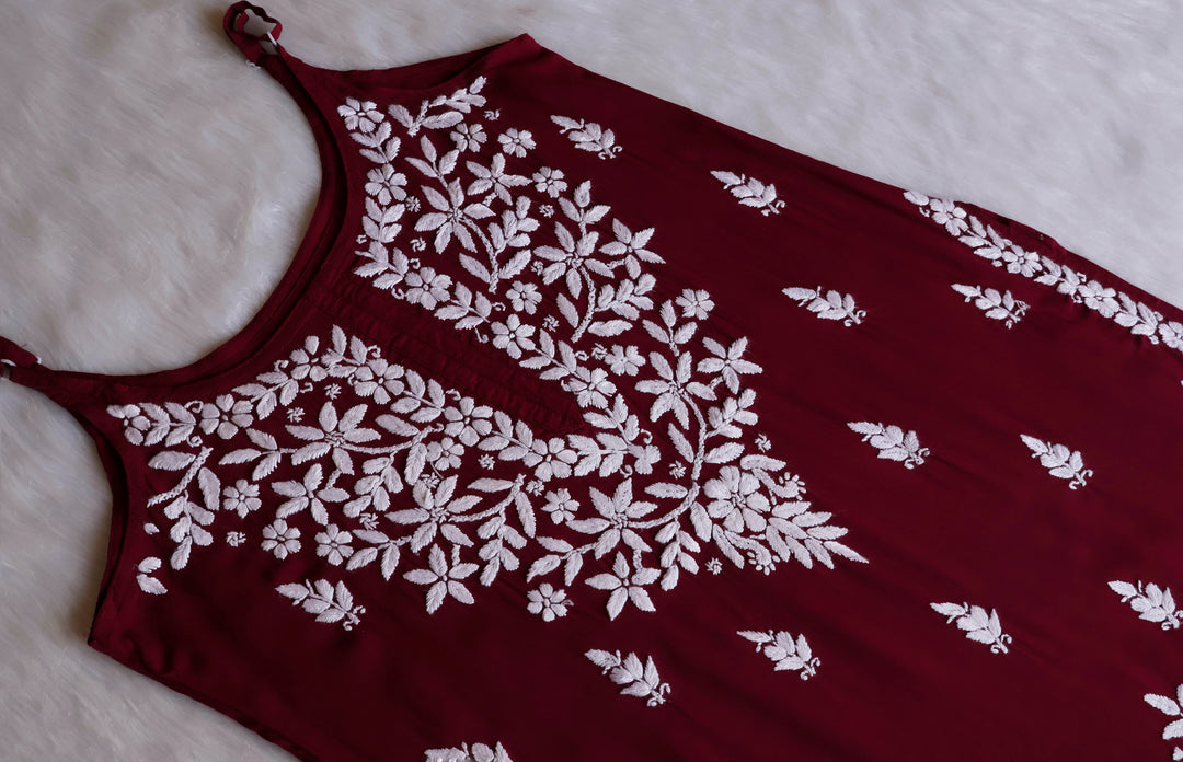 Mirha Maroon Sleeveless Modal Kurta Set