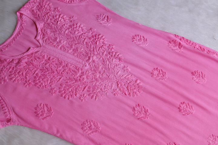 Alvira Baby Pink Long Ombre Rayon Kurta