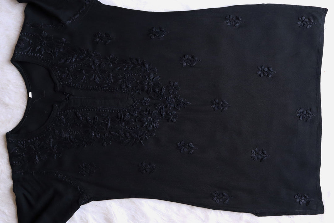 Myra Black Short Rayon Kurta