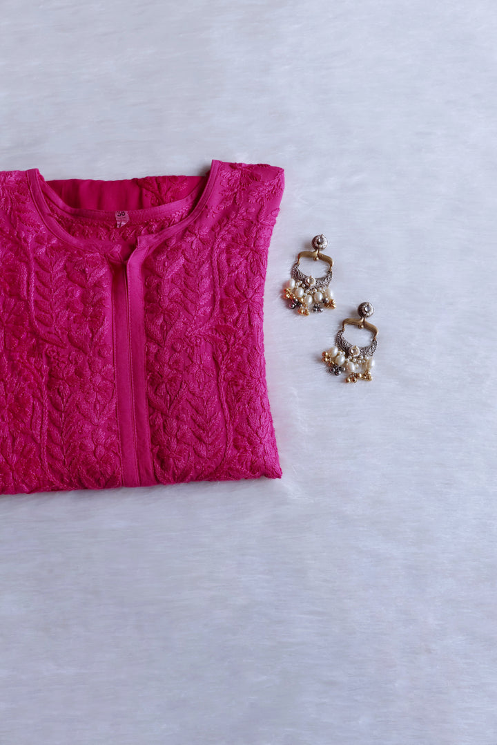 Duaa Deep Pink Long Ombre Rayon Kurta