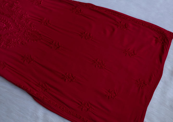 Alfiya Burgundy Long Ombre Rayon Kurta