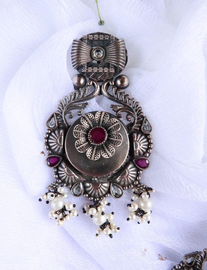 Princess Maroon look-alike oxidised earrings