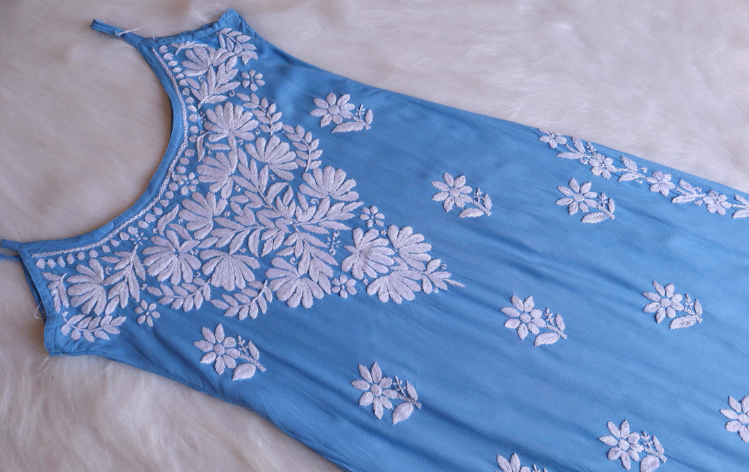 Mirha Ice Blue Sleeveless Rayon Kurta