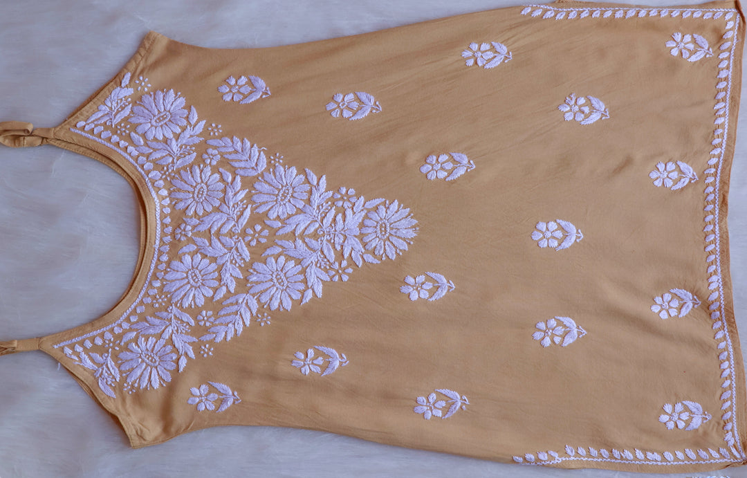 Farhaa Beige Short Sleeveless Kurta