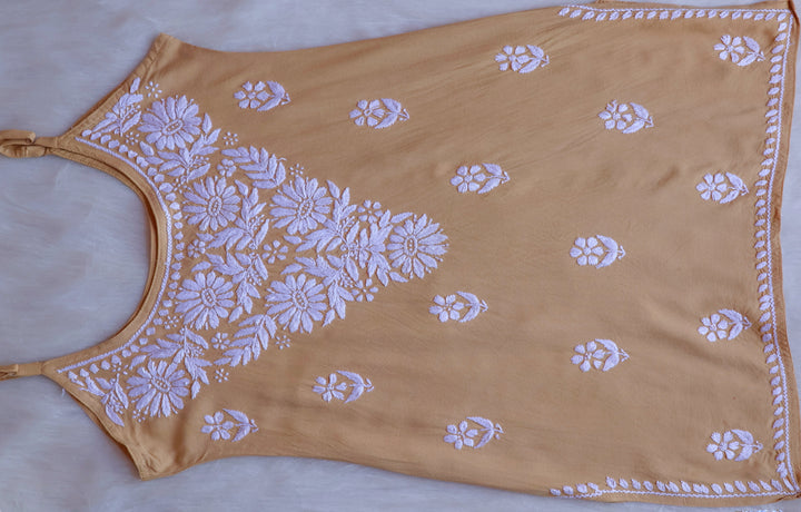 Farhaa Beige Short Sleeveless Kurta