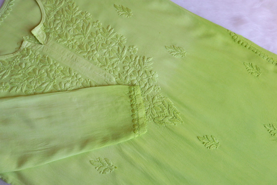 Farhaa Lime Green Ombre Long Rayon Kurta