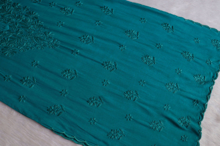 Alishba Sea Blue Scalloped Rayon set