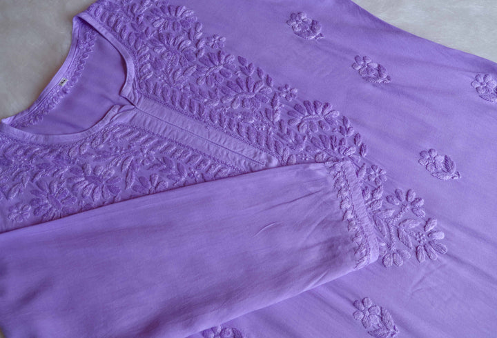 Amirah Lavender Ombre Long Rayon Kurta