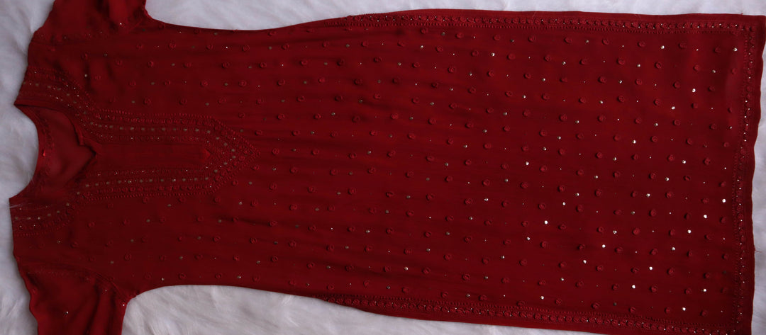Mahaa Maroon Viscose Georgette kurta
