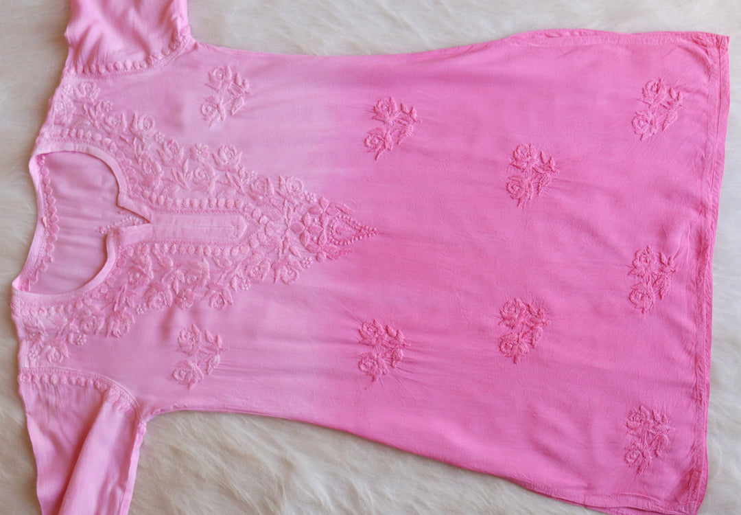 Gul Baby Pink Ombre Short Rayon Kurta