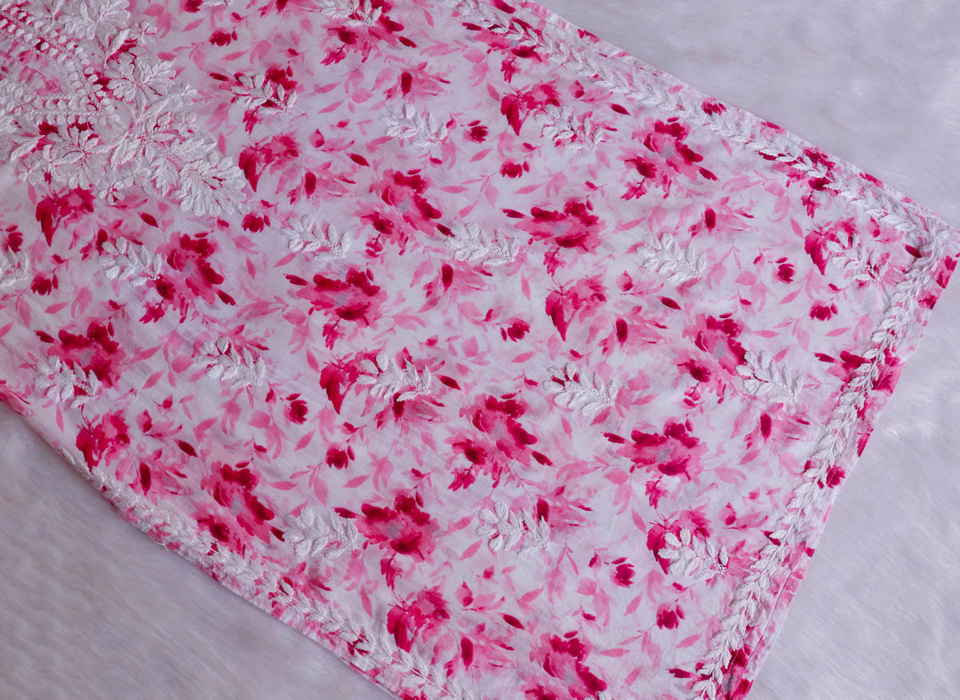 Abhira Baby Pink Pure Mulmul set - Noor Chikankari