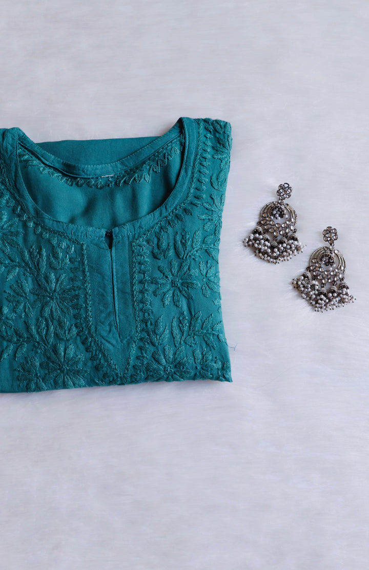 Aliyah Sea Blue Short Rayon Kurta