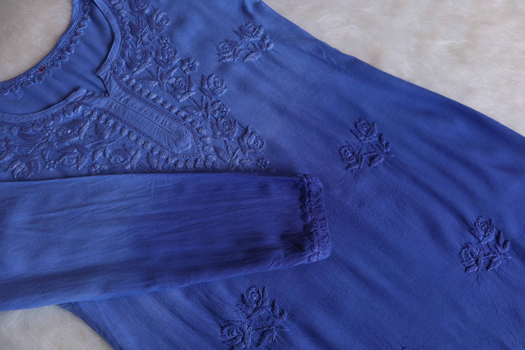 Gul Ice Blue Short Rayon Kurta