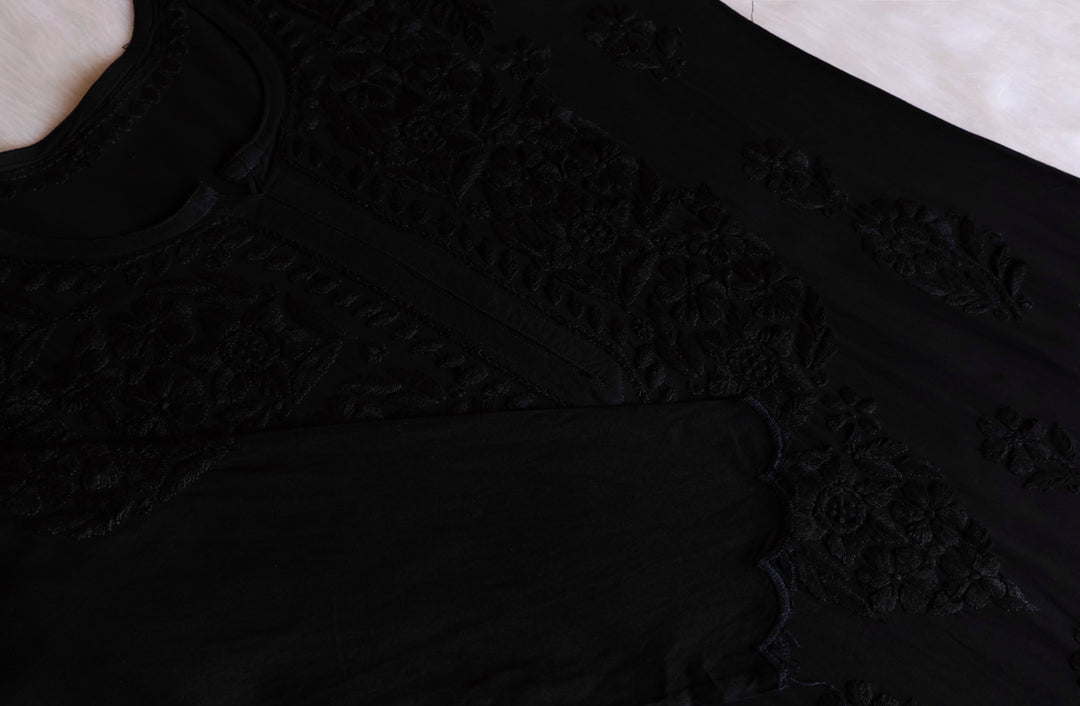 Alishba Black Scalloped Rayon set