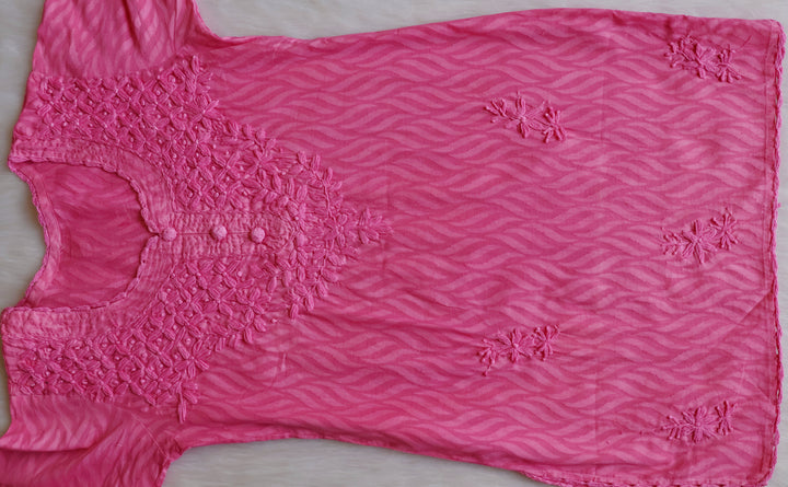 Zaina Baby Pink Short Jacquard Cotton kurta