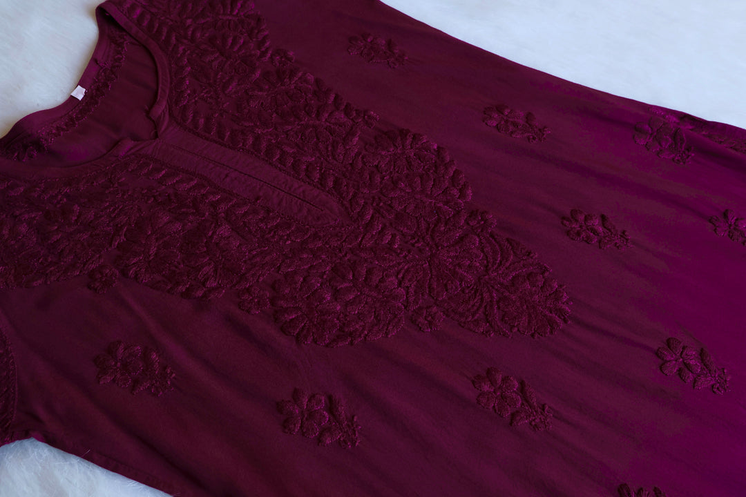 Amirah Deep Plum Long Rayon kurta